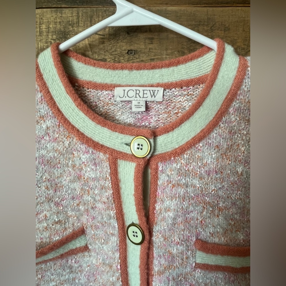 J. Crew Marled Sweater Lady Jacket Soft Colors Size M - Picture 3 of 9